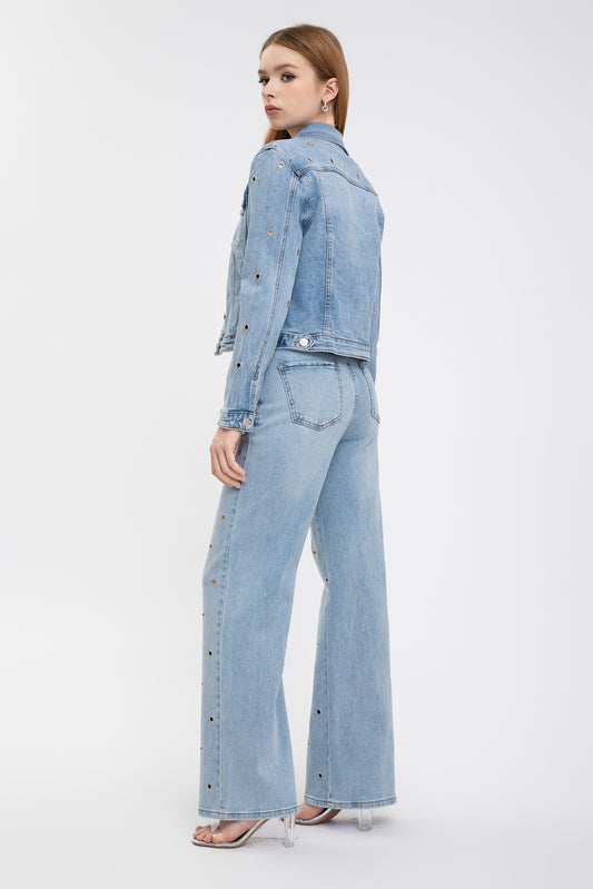 Giacca denim borchie