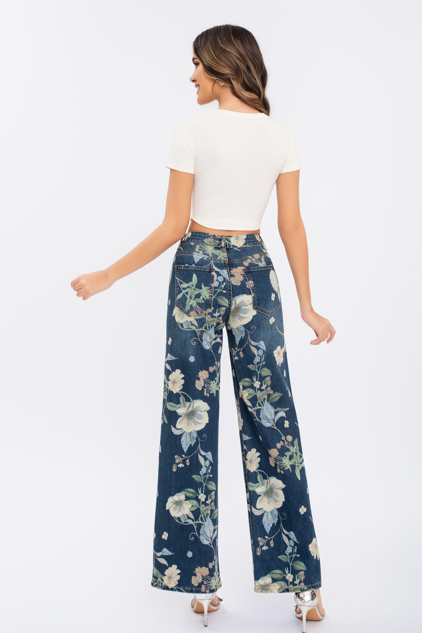 JEANS WIDE LEG STAMPATO