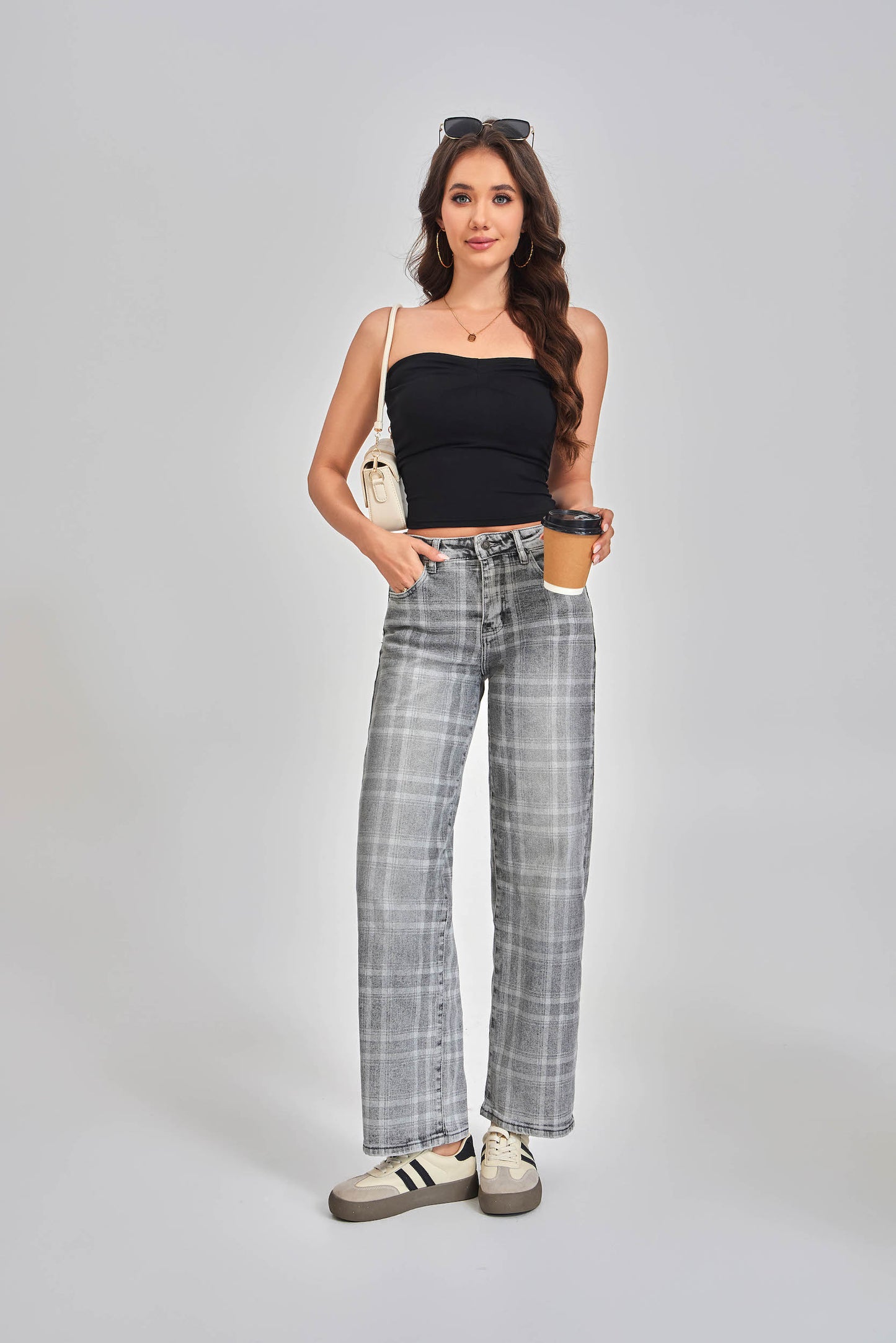 JEANS WIDE LEG A QUADRI