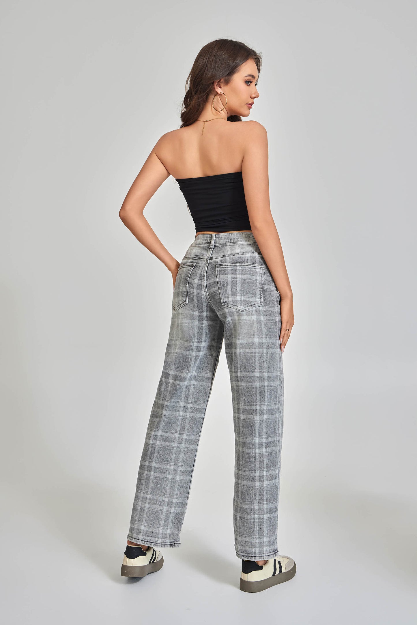 JEANS WIDE LEG A QUADRI