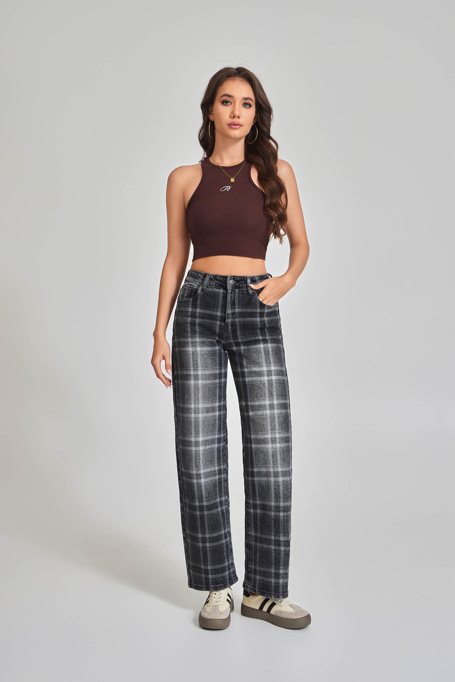 JEANS WIDE LEG A QUADRI