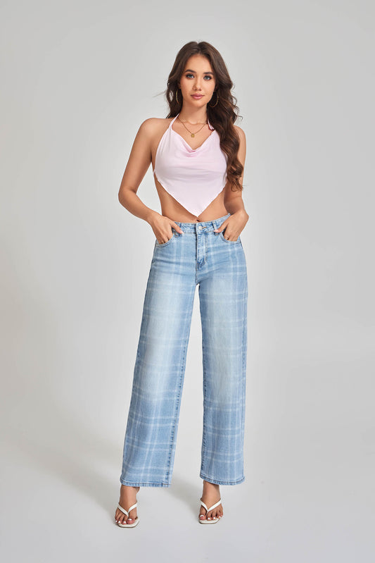 JEANS WIDE LEG A QUADRI