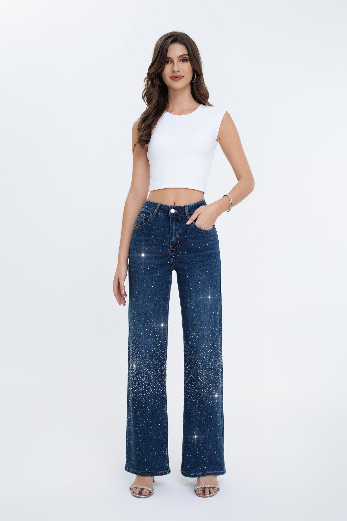 Jeans brillantini ginocchio