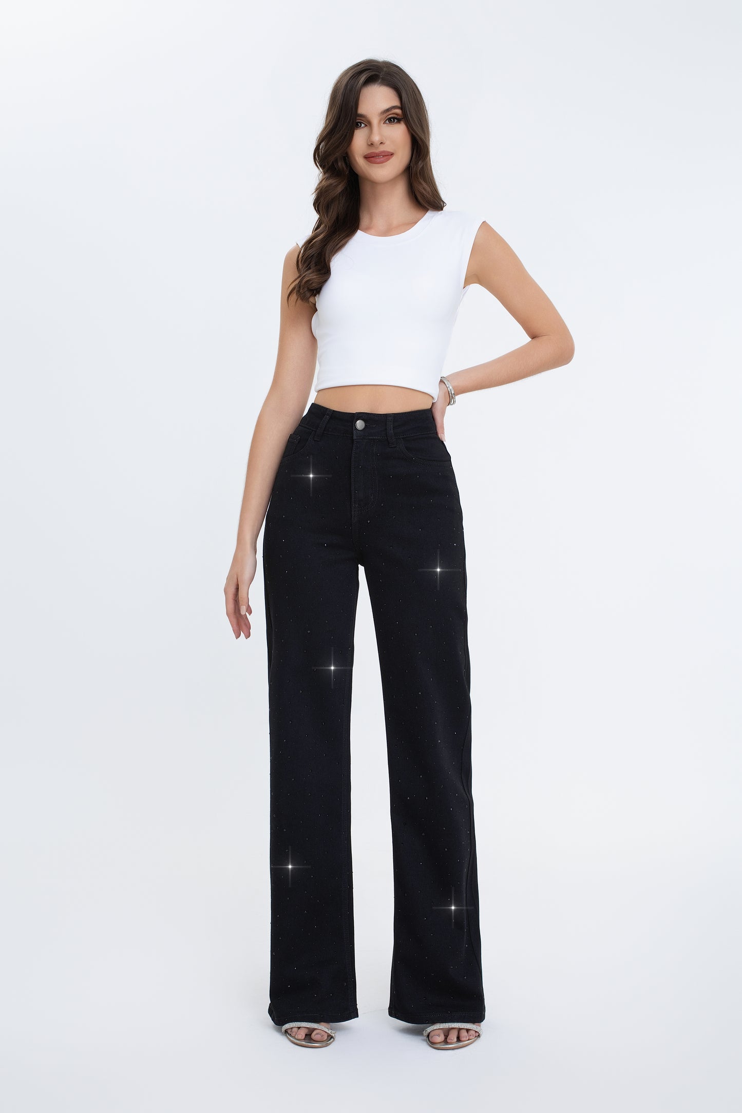 Jeans brillantini neri