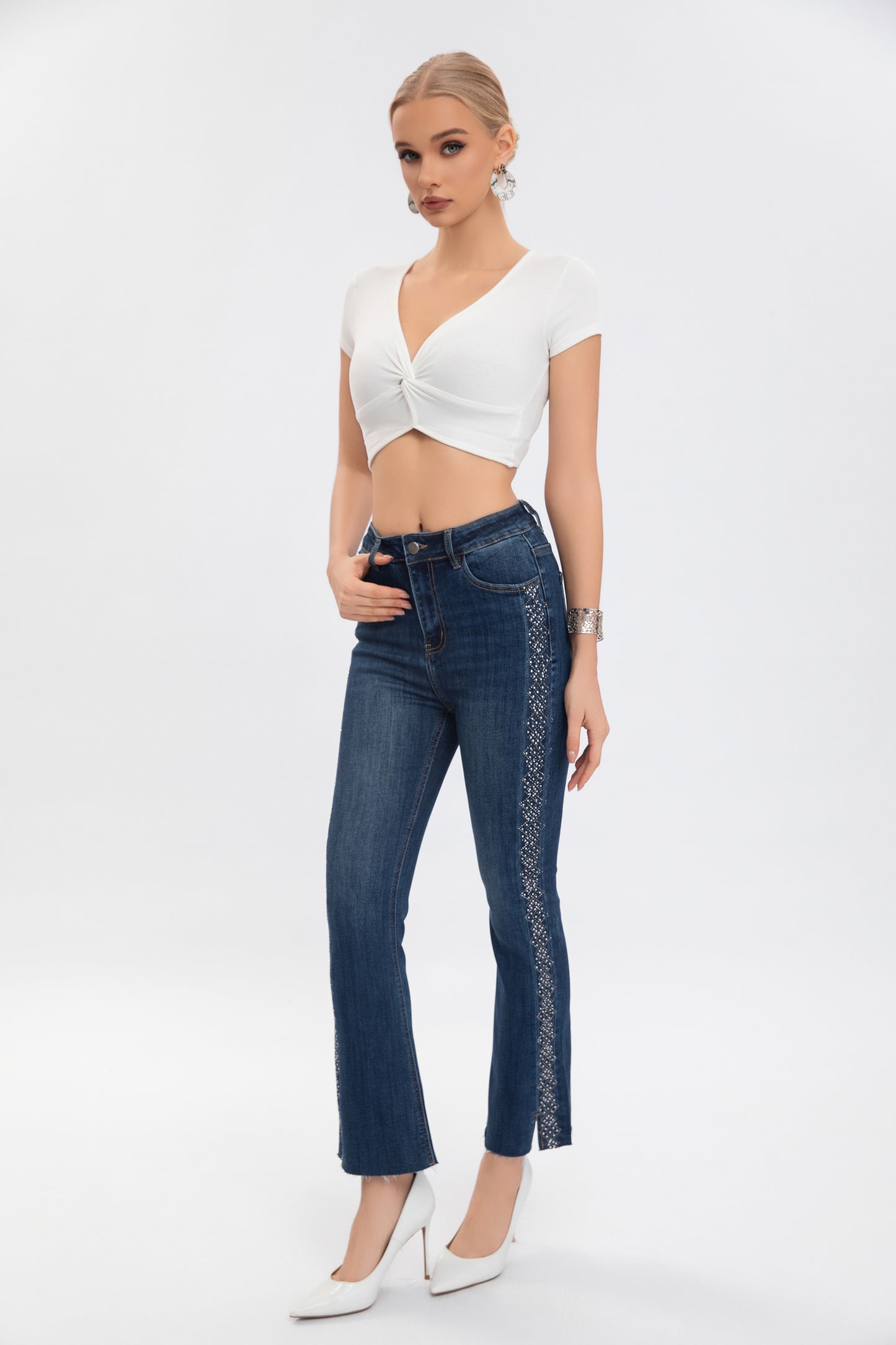 Jeans zampetta brillantini